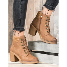 Queen Vivi Botas amarradas em couro ecológico castanho 1