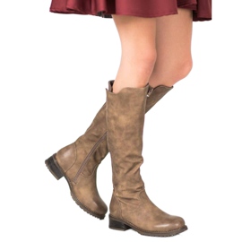 Super Me Botas de couro ecológico marrom 1