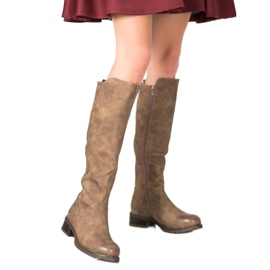 Super Me Botas de couro ecológico marrom 2