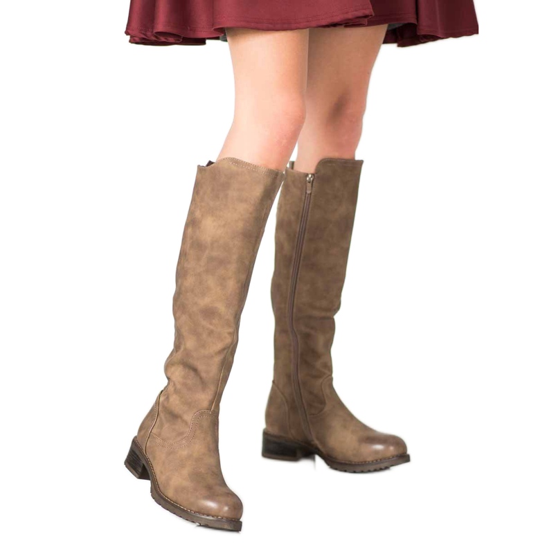 Super Me Botas de couro ecológico castanho 2