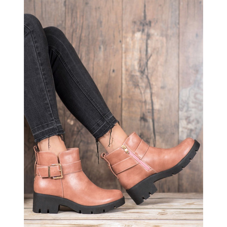 Super Me Botas na plataforma com fivela rosa 1