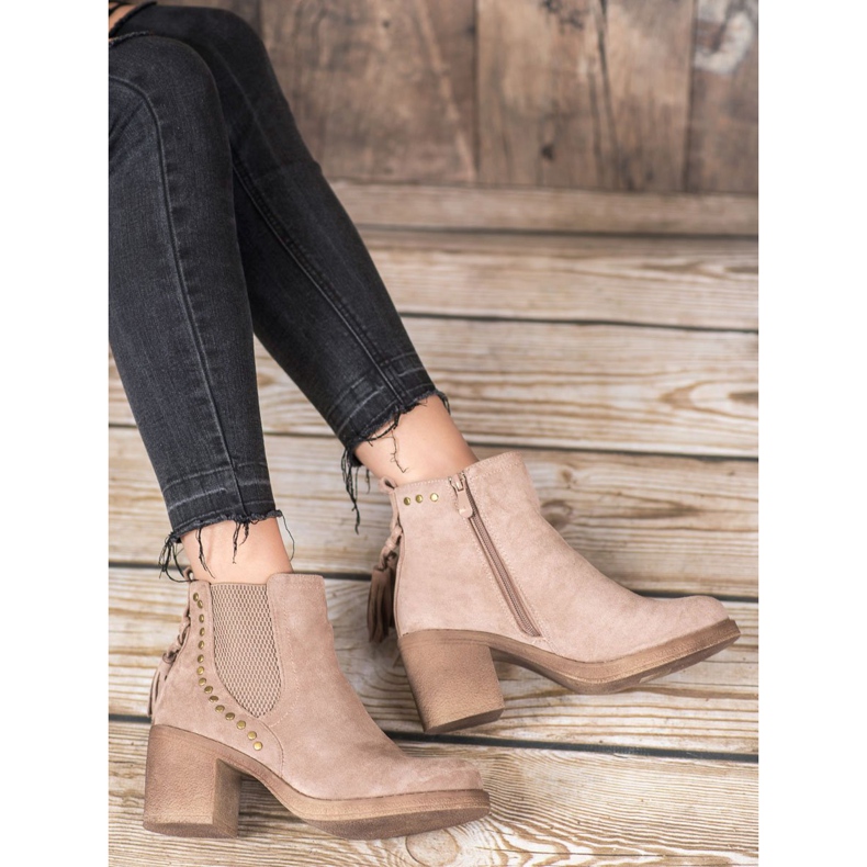 Small Swan Botas chelsea com franjas marrom 1