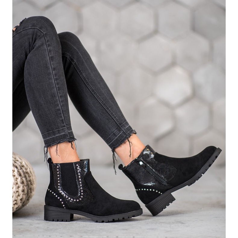 Small Swan Snake Print Chelsea Boots preto 2