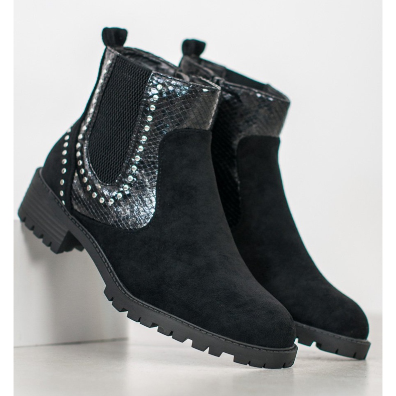 Small Swan Snake Print Chelsea Boots preto 1