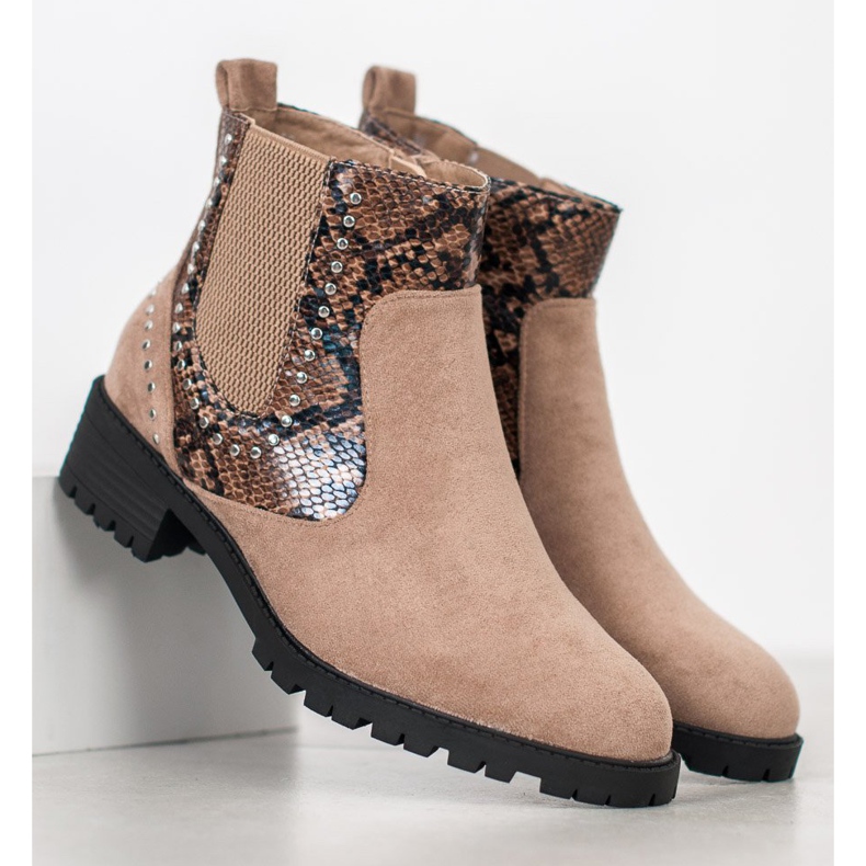 Small Swan Snake Print Chelsea Boots bege multicolorido 1