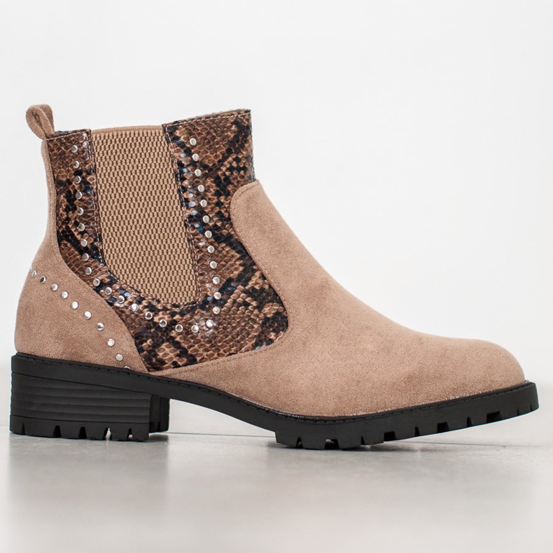 Small Swan Snake Print Chelsea Boots bege multicolorido 2