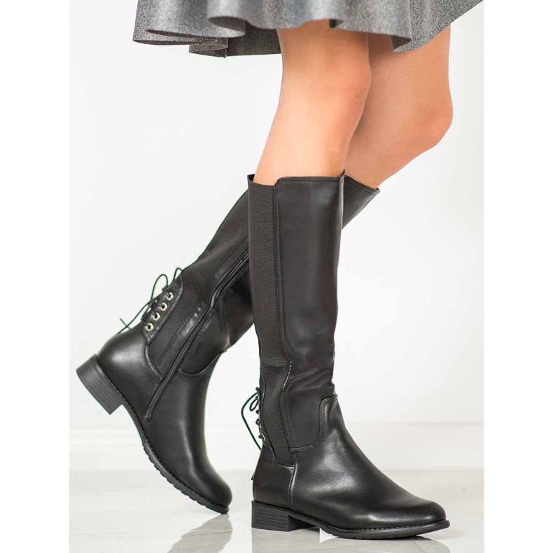 SHELOVET Botas de couro ecológico preto 2