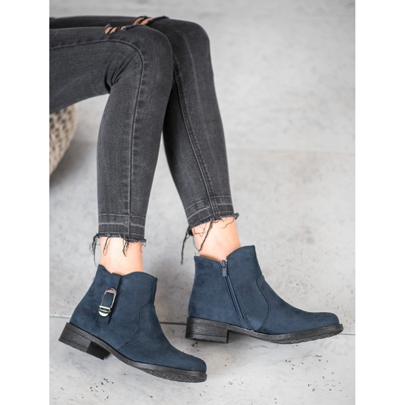 Small Swan Botas de camurça azul marinho 2