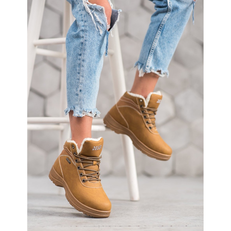 SHELOVET Caçadores com pele de carneiro castanho 1