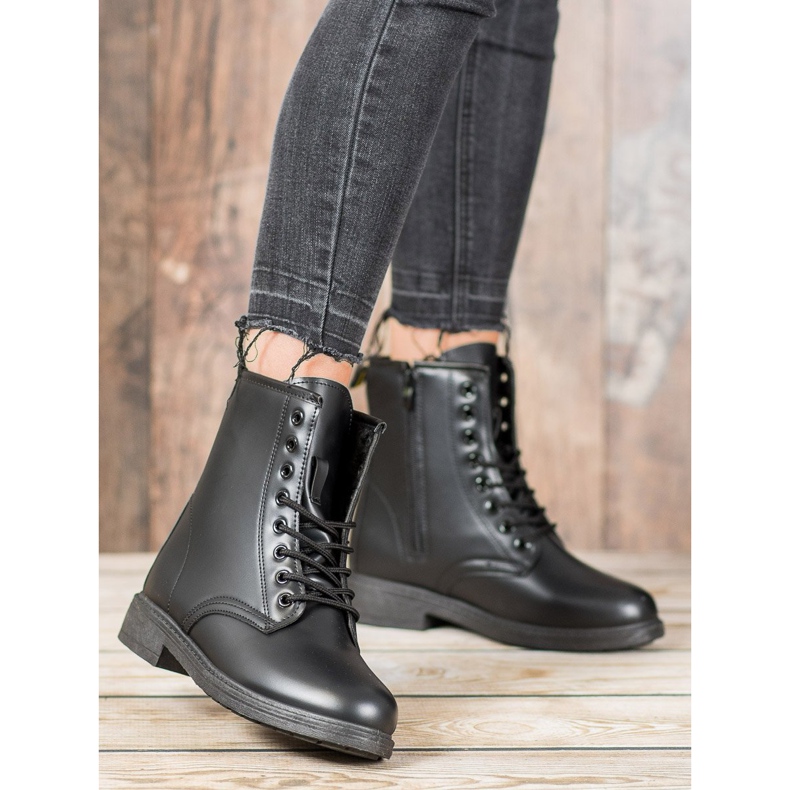 SHELOVET Botas pretas de amarrar preto 2