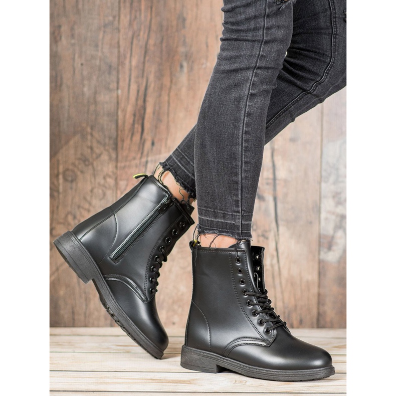 SHELOVET Botas pretas de amarrar preto 1