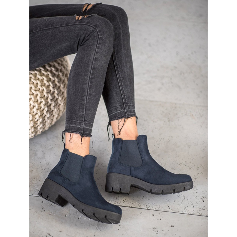 SHELOVET Chelsea Boots na plataforma azul 2