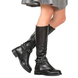 SHELOVET Botas pretas com zircônia cúbica preto 1