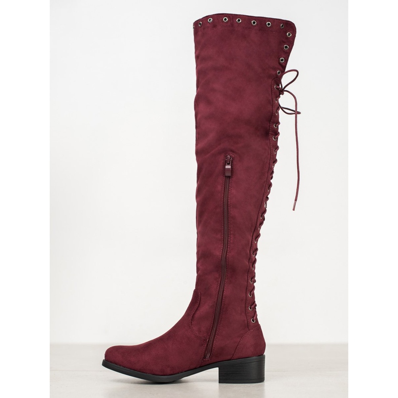 SHELOVET Botas de camurça com amarração vermelho 1 SHELOVET Botas de camurça com amarração vermelho 1