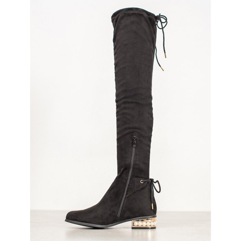 Cm Paris Botas de cano alto com salto decorativo preto 1