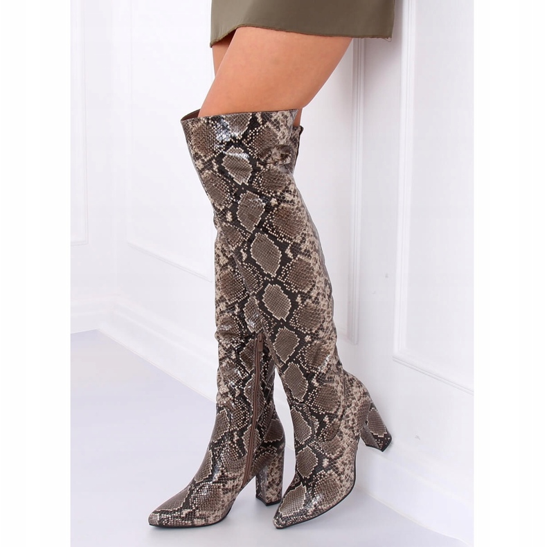 Botas acima do joelho DA28 Khaki Snake castanho multicolorido 1
