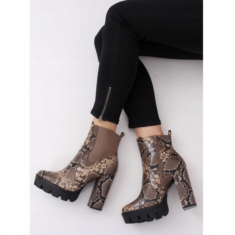 Botas na plataforma Snake DA31P Khaki Snake cáqui 1