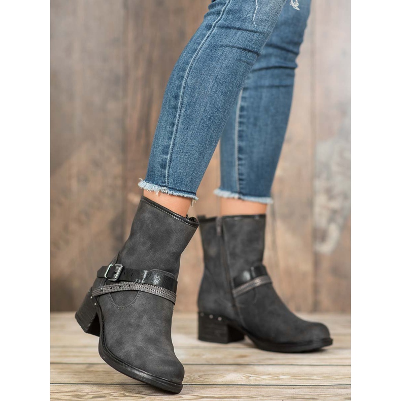 SHELOVET Botas altas com fivela cinza 1 SHELOVET Botas altas com fivela cinza 1