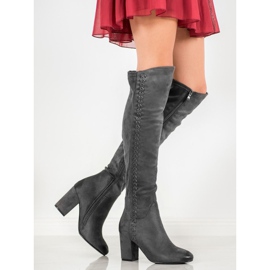 S. BARSKI Botas de camurça estampadas cinza 1