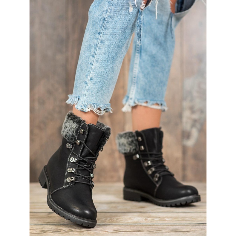 SHELOVET Caçadores amarrados com pele preto 2 SHELOVET Caçadores amarrados com pele preto 2