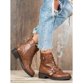 Cm Paris Botas de amarrar com fivela marrom 1