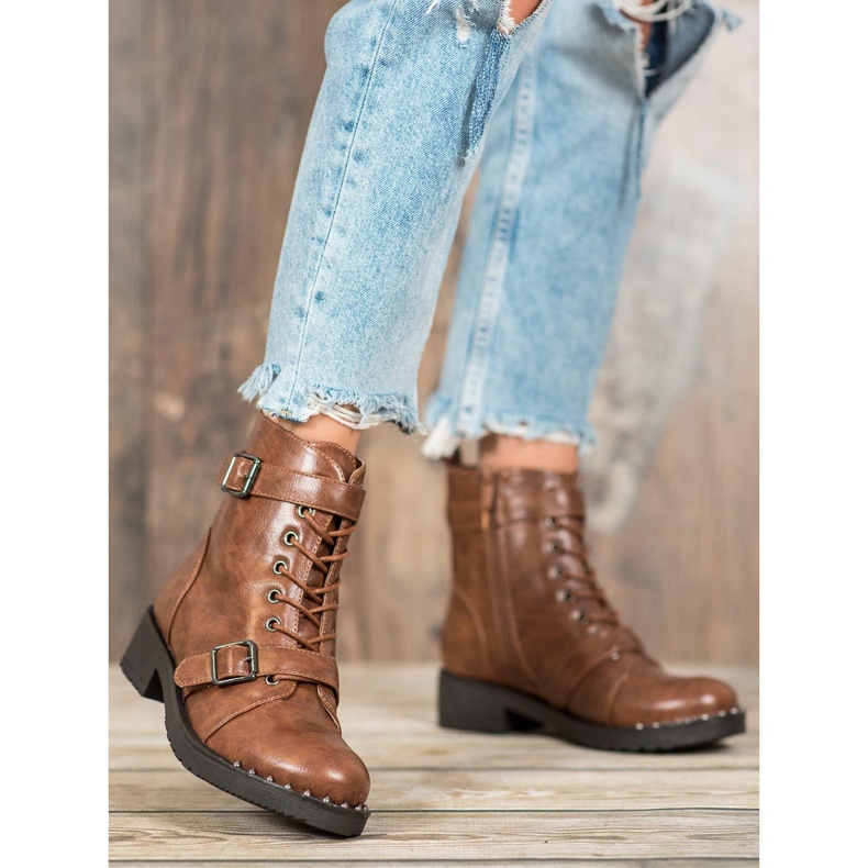 Cm Paris Botas de amarrar com fivela castanho 2