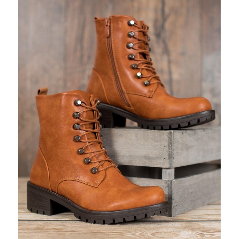 Kayla Trabalhadores de rocha com couro ecológico marrom 1