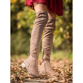 Cm Paris Botas de cano alto com salto decorativo castanho 1