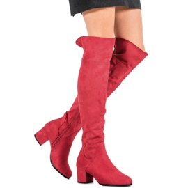 SHELOVET Botas vermelhas acima do joelho vermelho 1