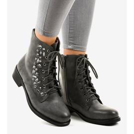 Botins achatados cinzentos com pedras 0-268 cinza 2 Botins achatados cinzentos com pedras 0-268 cinza 2