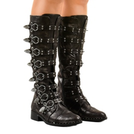 Botas pretas ricamente decoradas NC271 preto 1