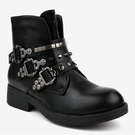 Botas rasas pretas com fivelas Y225 preto 1