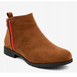 Botas de cano baixo marrons femininas com pele C08 marrom 1