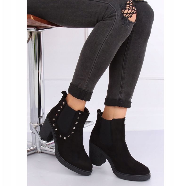 Botas pretas com salto largo H8-85 Preto 2 Botas pretas com salto largo H8-85 Preto 2