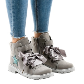 Botas de caminhada cinza com estrela TL51-3 1 Botas de caminhada cinza com estrela TL51-3 1