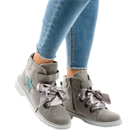 Botas de caminhada cinza com estrela TL51-3 2 Botas de caminhada cinza com estrela TL51-3 2