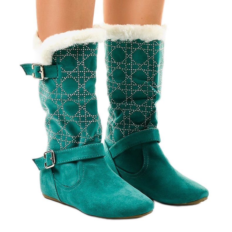 Botas rasas verdes até o meio da panturrilha R100 1