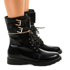 Botas militares pretas com zíper ZH35 preto 1