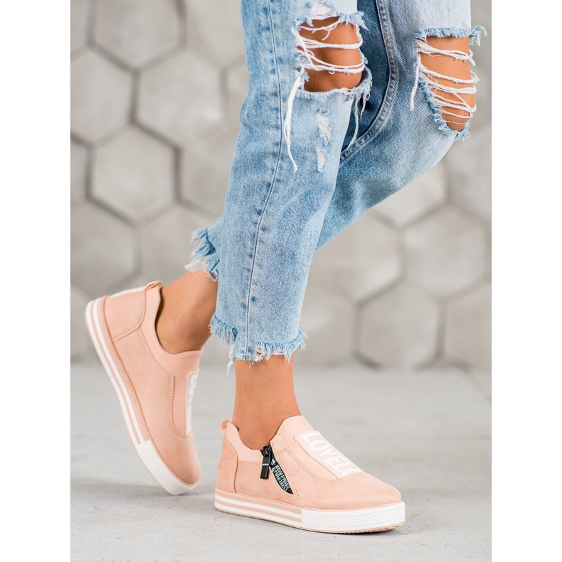SHELOVET Tênis Moda Slip-On rosa 1