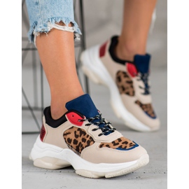 SHELOVET Tênis com estampa de leopardo da moda marrom multicolorido 1