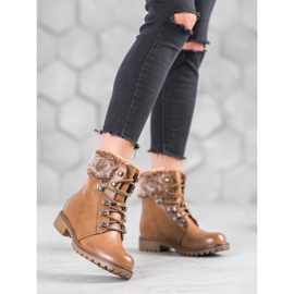 SHELOVET Caçadores amarrados com pele marrom 1