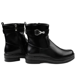 Botas rasas pretas com diamantes C-68 preto 2