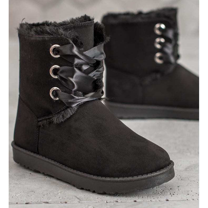 Kylie Botas de neve amarradas preto 1