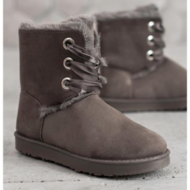 Kylie Botas de neve amarradas cinza 1