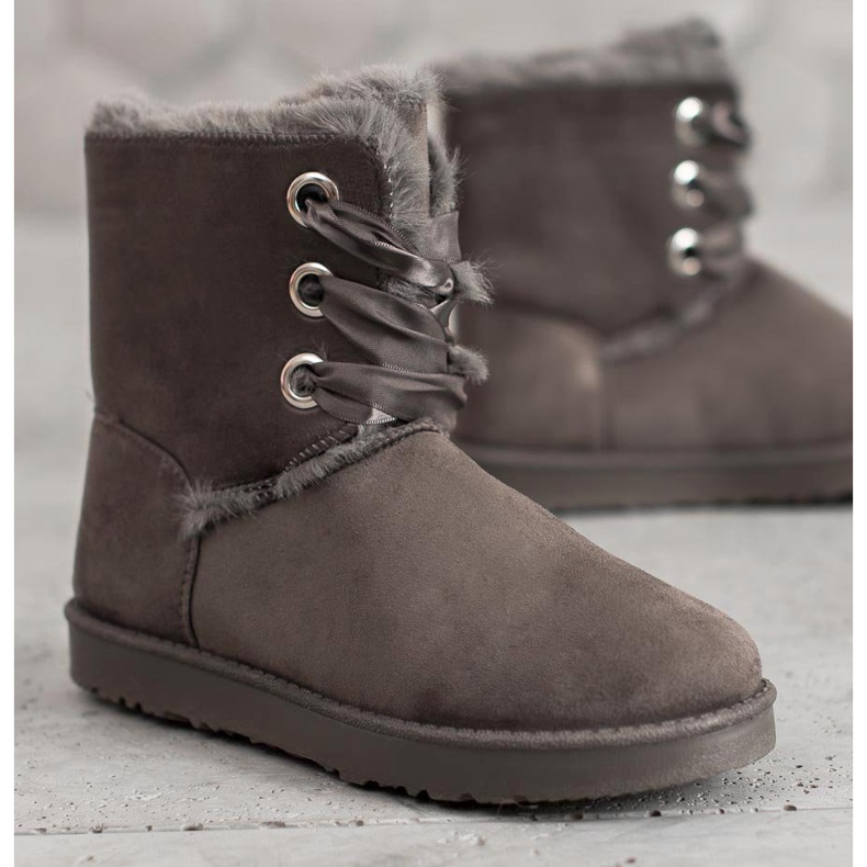Kylie Botas de neve amarradas cinza 1