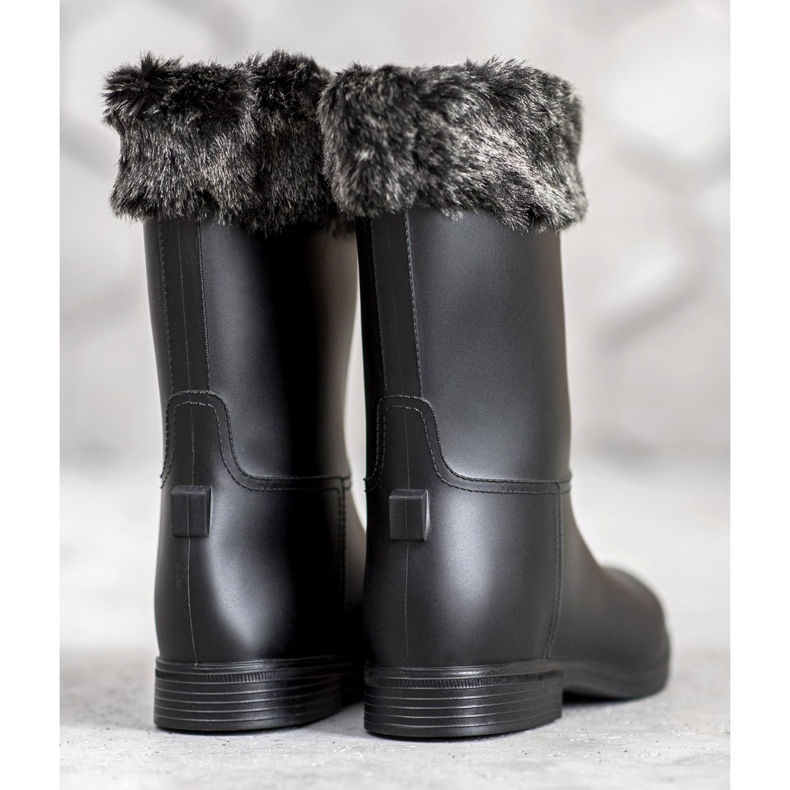 SHELOVET Botas de chuva com pele preto 1