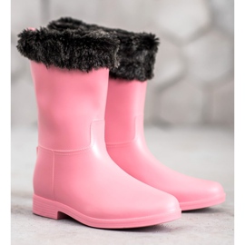 SHELOVET Botas de chuva com pele rosa 2