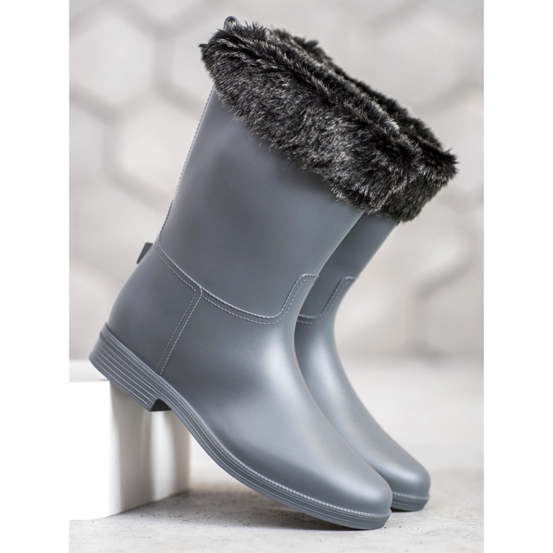 SHELOVET Botas de chuva com pele cinza 1