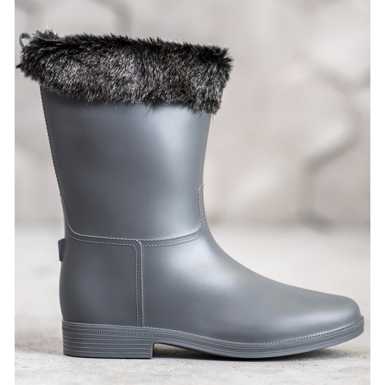 SHELOVET Botas de chuva com pele cinza 2