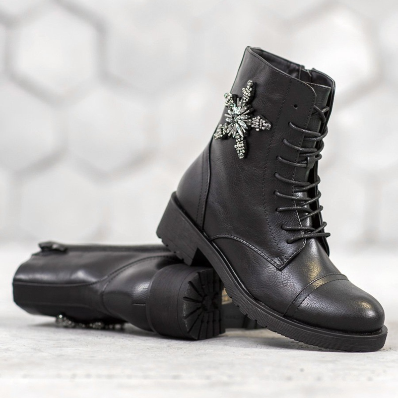 SHELOVET Trabalhadores clássicos com cristais preto 1